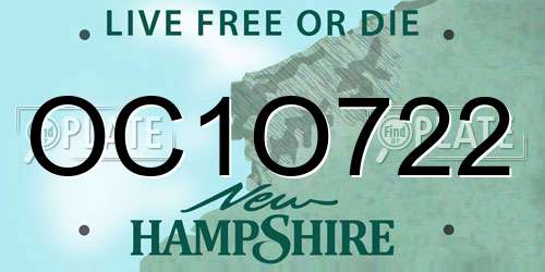 OC1O722 New Hampshire License Plate