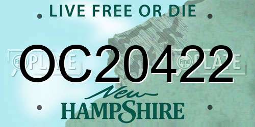 OC20422 New Hampshire License Plate