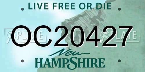 OC20427 New Hampshire License Plate