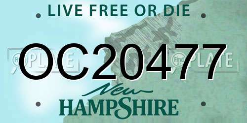 OC20477 New Hampshire License Plate