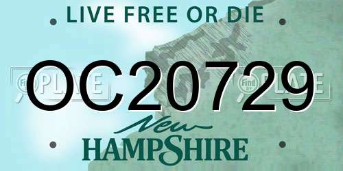 OC20729 New Hampshire License Plate