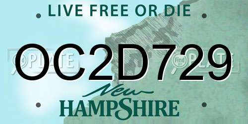 OC2D729 New Hampshire License Plate