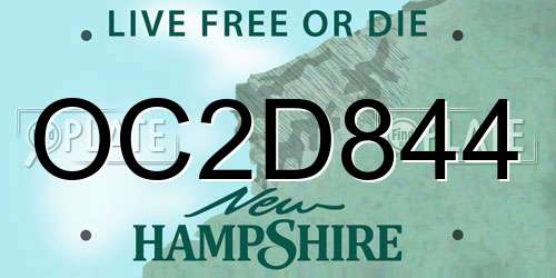 OC2D844 New Hampshire License Plate