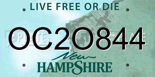 OC2O844 New Hampshire License Plate