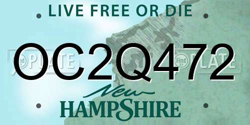 OC2Q472 New Hampshire License Plate