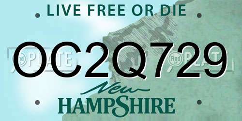 OC2Q729 New Hampshire License Plate