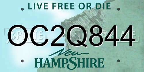 OC2Q844 New Hampshire License Plate