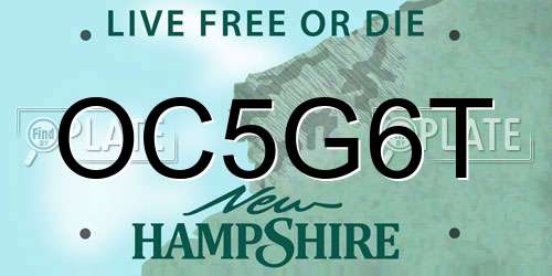OC5G6T New Hampshire License Plate