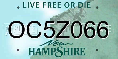 OC5Z066 New Hampshire License Plate