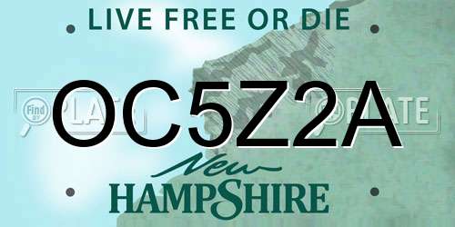 OC5Z2A New Hampshire License Plate