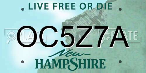 OC5Z7A New Hampshire License Plate