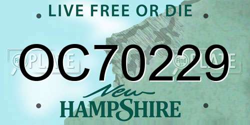 OC70229 New Hampshire License Plate