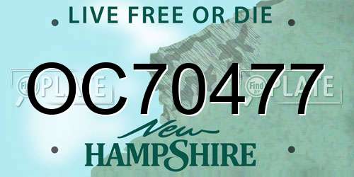 OC70477 New Hampshire License Plate