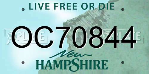 OC70844 New Hampshire License Plate