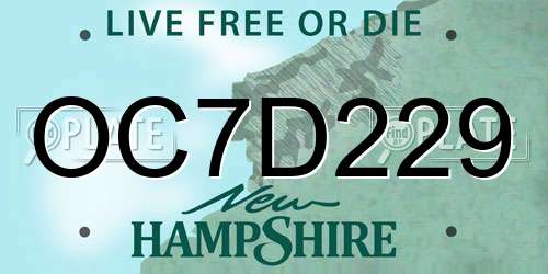 OC7D229 New Hampshire License Plate