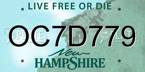 OC7D779 New Hampshire License Plate