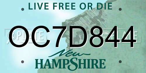 OC7D844 New Hampshire License Plate
