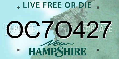 OC7O427 New Hampshire License Plate