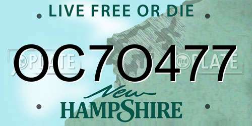 OC7O477 New Hampshire License Plate