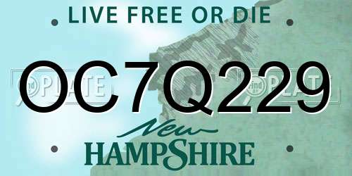 OC7Q229 New Hampshire License Plate