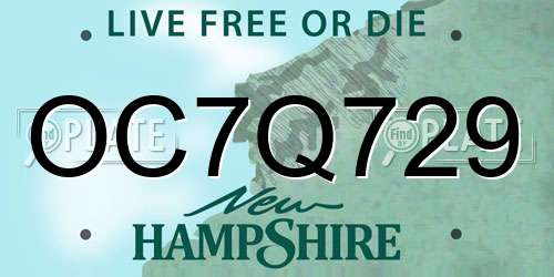 OC7Q729 New Hampshire License Plate