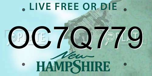 OC7Q779 New Hampshire License Plate