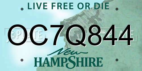 OC7Q844 New Hampshire License Plate