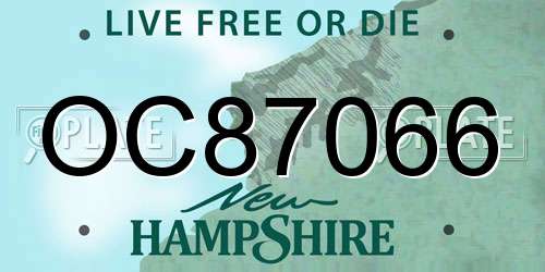 OC87066 New Hampshire License Plate