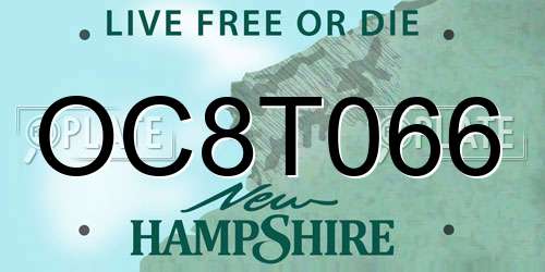 OC8T066 New Hampshire License Plate