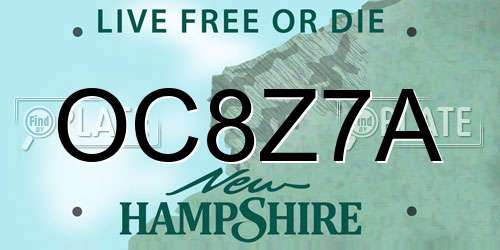 OC8Z7A New Hampshire License Plate
