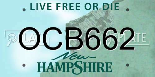 OCB662 New Hampshire License Plate