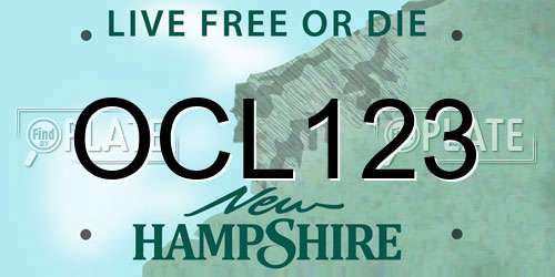 OCL123 New Hampshire License Plate