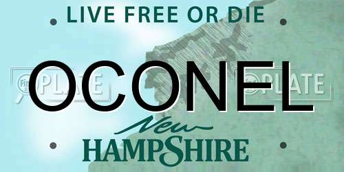 OCONEL New Hampshire License Plate
