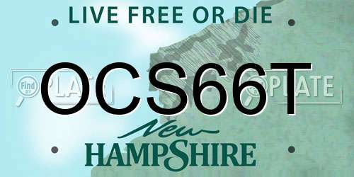 OCS66T New Hampshire License Plate