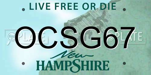 OCSG67 New Hampshire License Plate