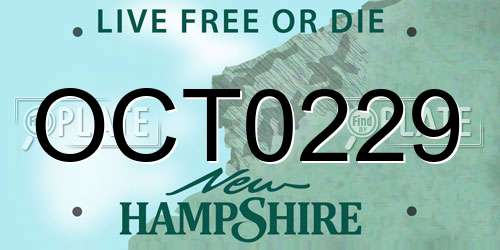 OCT0229 New Hampshire License Plate