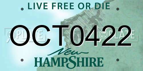 OCT0422 New Hampshire License Plate