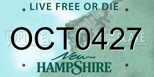 OCT0427 New Hampshire License Plate