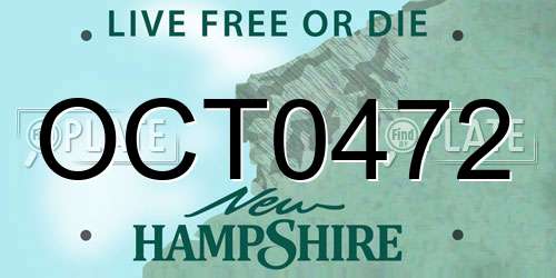OCT0472 New Hampshire License Plate