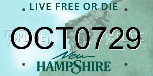 OCT0729 New Hampshire License Plate