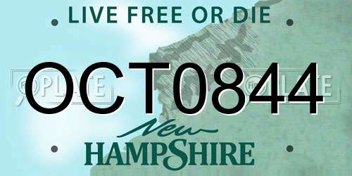 OCT0844 New Hampshire License Plate