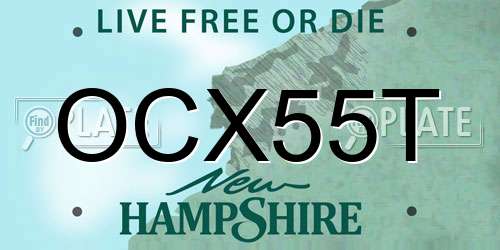 OCX55T New Hampshire License Plate