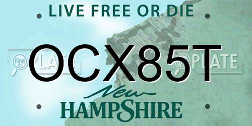 OCX85T New Hampshire License Plate