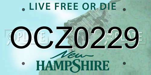 OCZ0229 New Hampshire License Plate