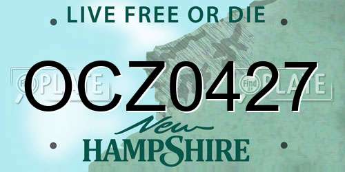 OCZ0427 New Hampshire License Plate