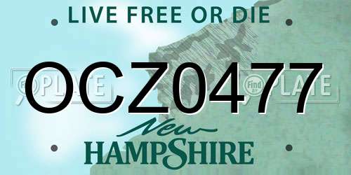 OCZ0477 New Hampshire License Plate
