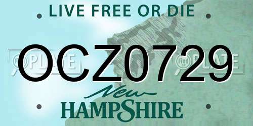 OCZ0729 New Hampshire License Plate