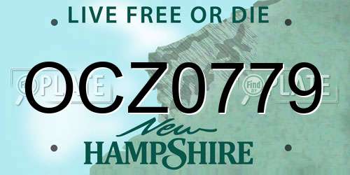 OCZ0779 New Hampshire License Plate