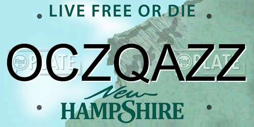 OCZQAZZ New Hampshire License Plate