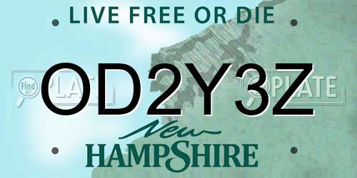 OD2Y3Z New Hampshire License Plate